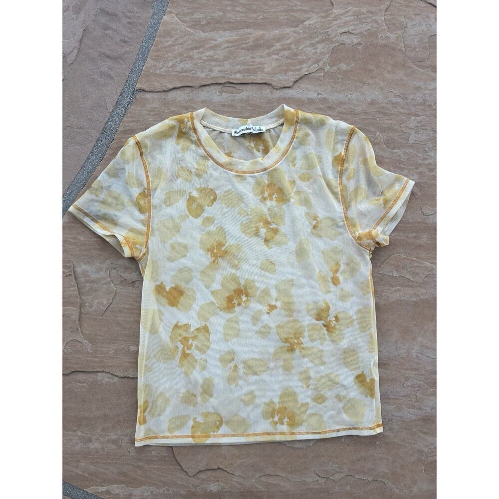 Abercrombie & Fitch Womens Small White Yellow Embroidered Flowers Top Y2K
